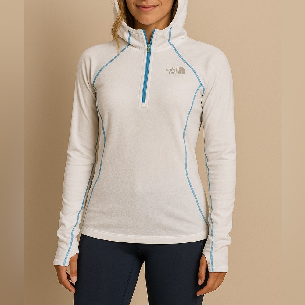 The North Face White Long Sleeve Running Top with Hood | Size M | Activewear